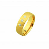 18ct Yellow Gold Wedding Band with 3 Diamond Stones